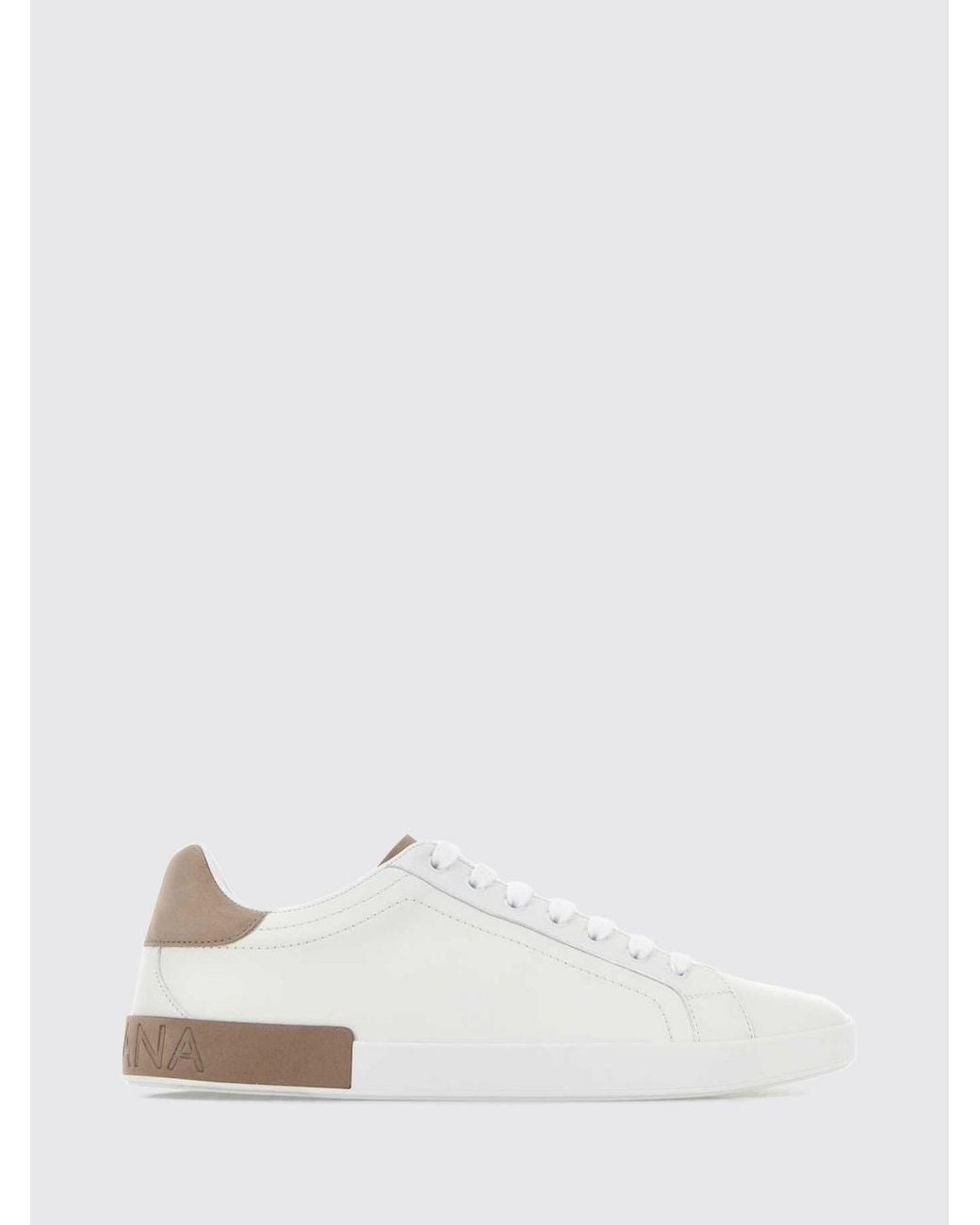 Dolce & Gabbana White Dolce &Amp Gabbana Portofino Smooth Calfskin Sneakers With Rear Logo for men