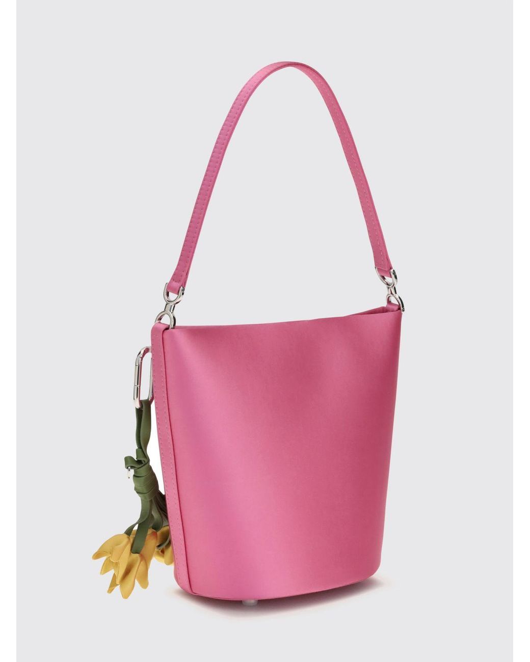 Self-Portrait Pink Satin Mini Handbag With Top Handle And Charm