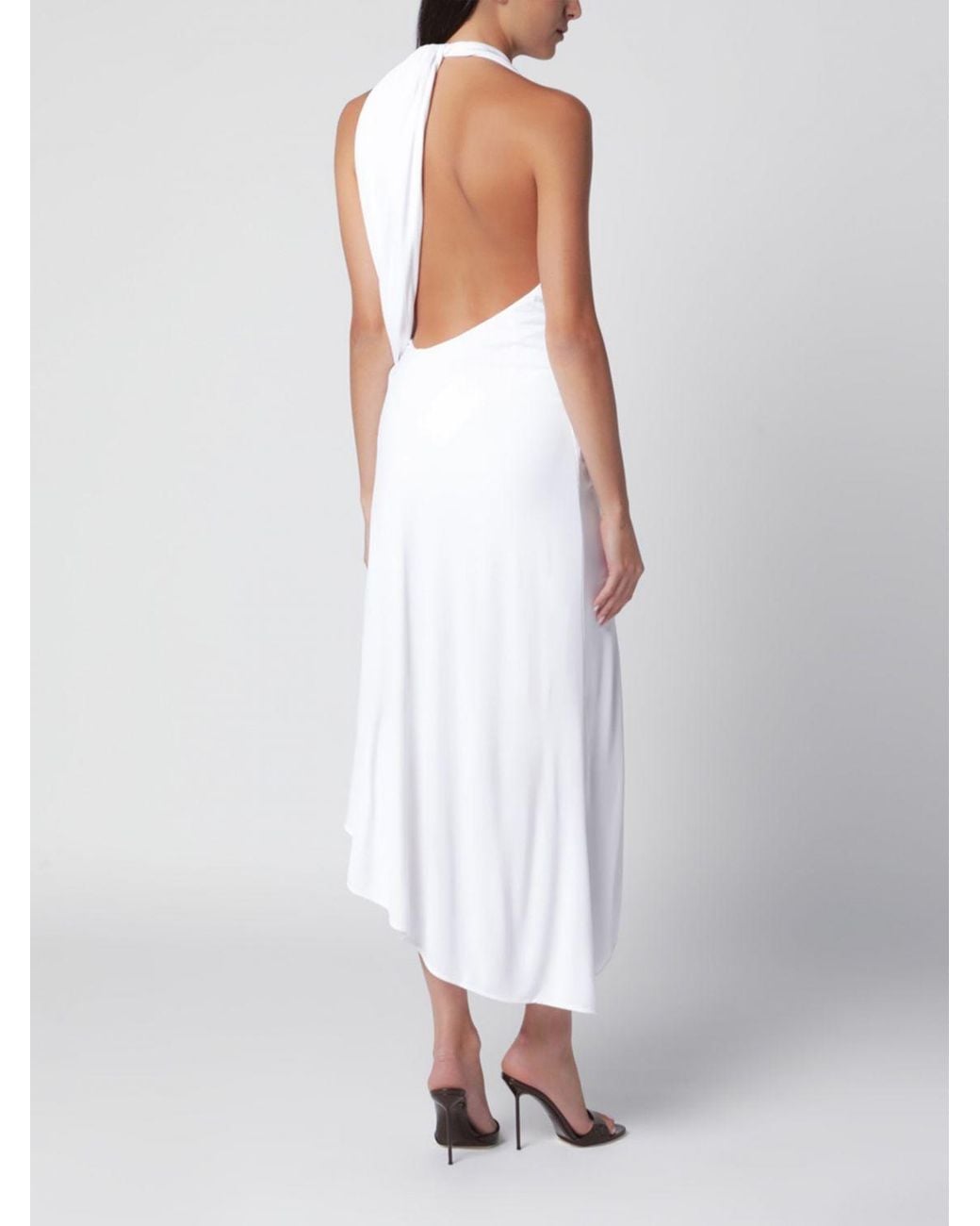Christopher Esber White Asymmetrical Halterneck Midi Dress