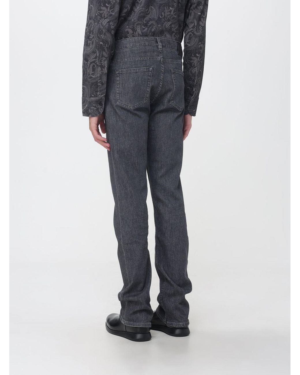 Etro Blue Slim Fit Five-Pocket Cotton Denim Jeans With Mid-Rise Waist for men