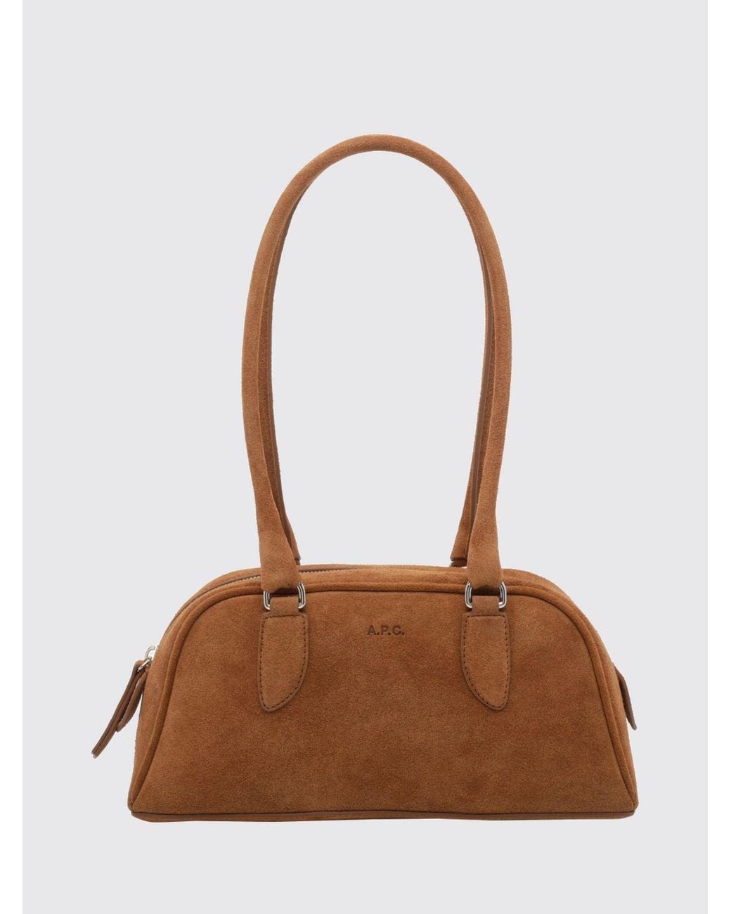 A.P.C. Brown Paloma Suede Calfskin Shoulder Bag With Double Handles