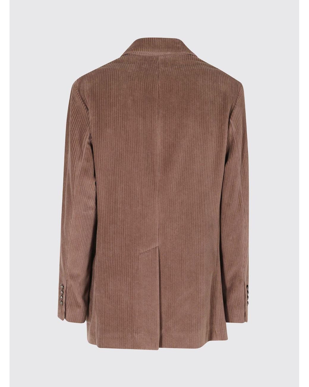 Circolo 1901 Brown Double-Breasted Velvet Blazer With Peak Lapels