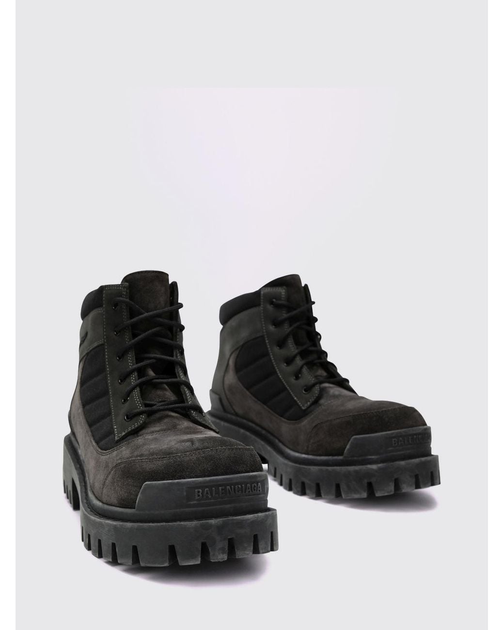 Balenciaga Black Combat Strike Suede Ankle Boots With Padded Ankle for men