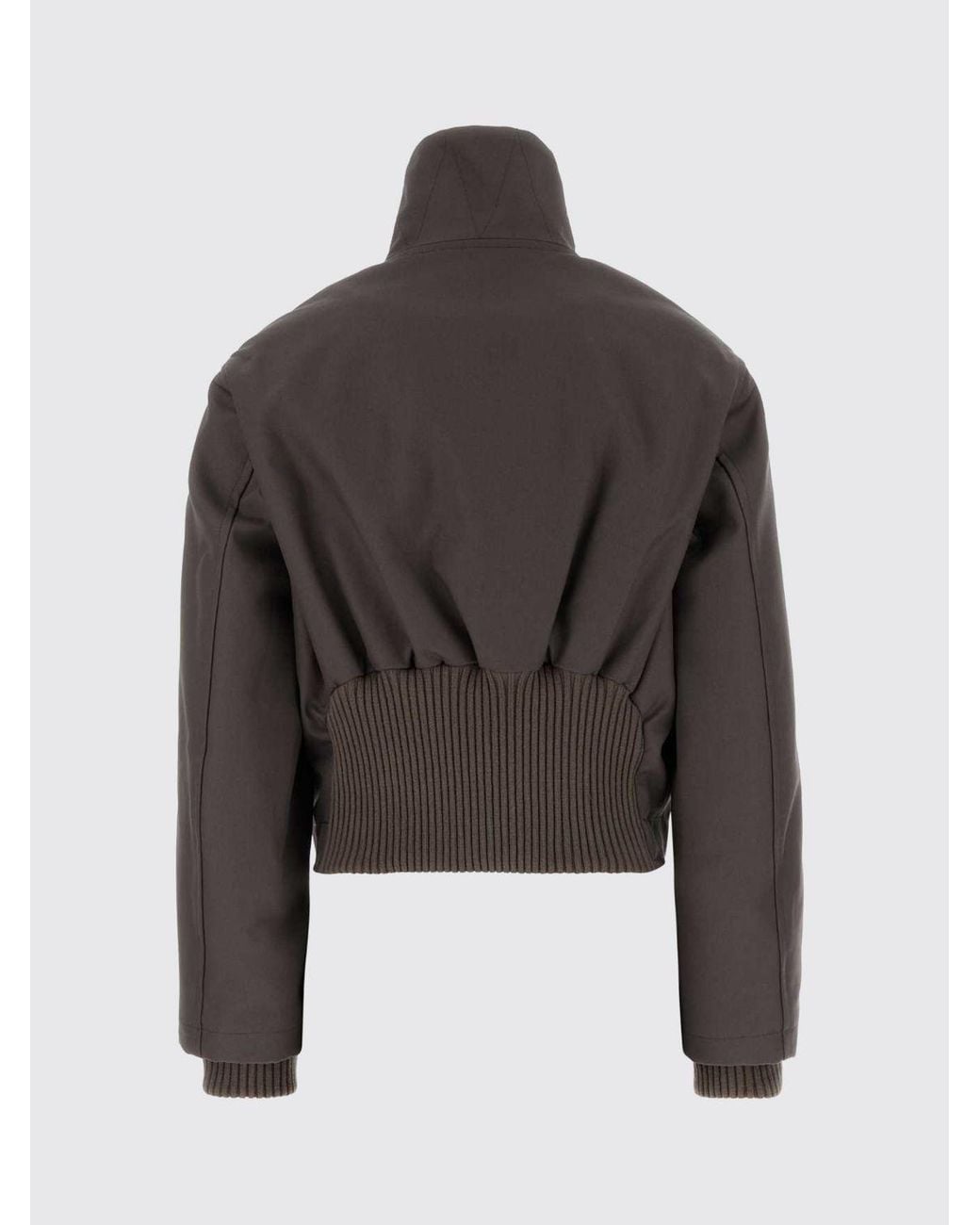 Victoria Beckham Gray Cotton Short Jacket With Funnel Neck And Dropped Shoulders