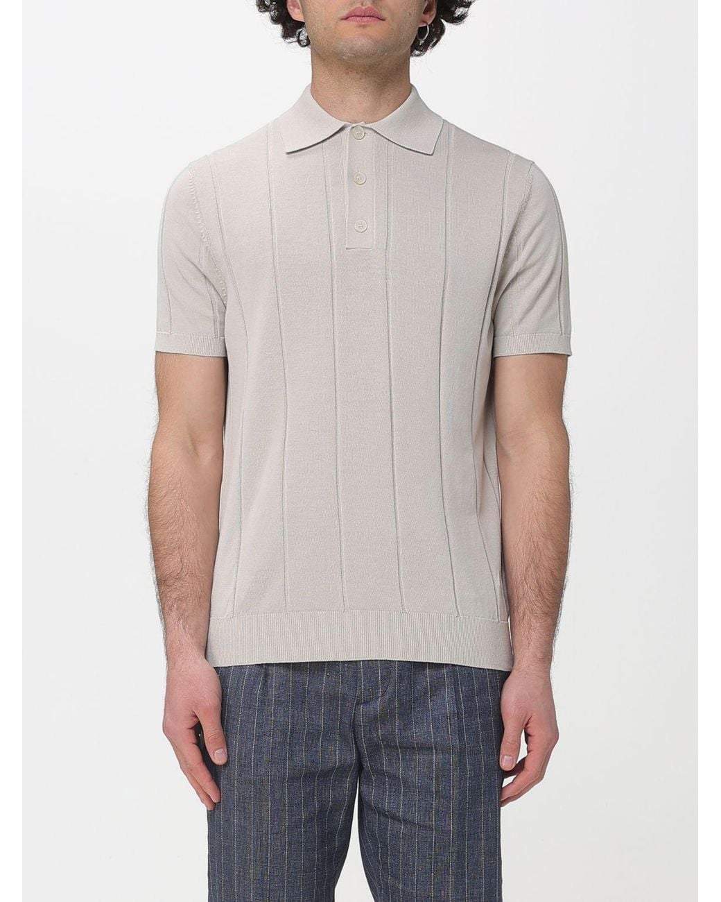 Manuel Ritz Gray Cotton Knit Polo Shirt for men