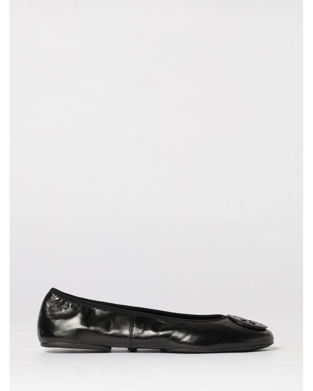 Tory Burch White Reva Leather Travel Ballerinas