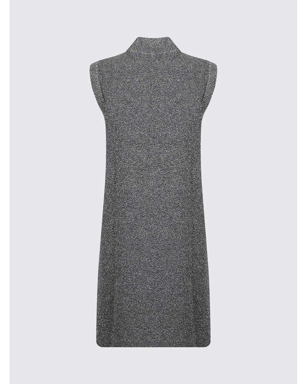 Marni Gray Wool Blend Knit Polo Mini Dress With Classic Collar