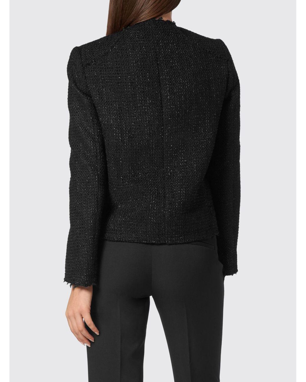 Philipp Plein Black Single-Breasted Short Tweed Blazer With Jewelled Buttons