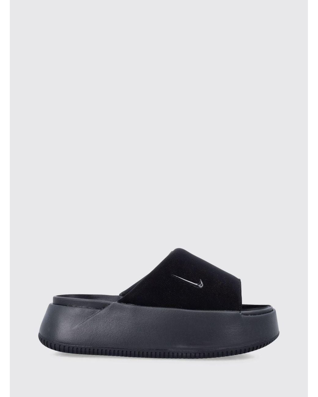 Nike Blue Calm Elevation Rubber And Neoprene Wedge Mules With A Platform Sole