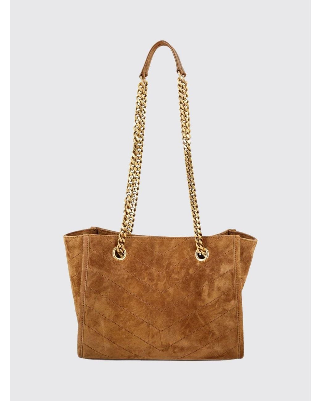 Saint Laurent White Niki Quilted Suede Shoulder Bag With Ysl Logo