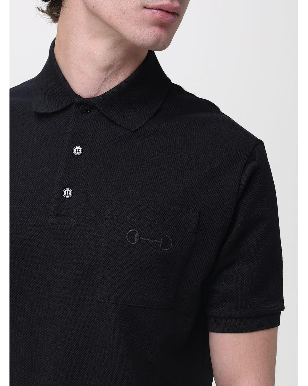 Gucci Black Basic Cotton Polo Shirt for men