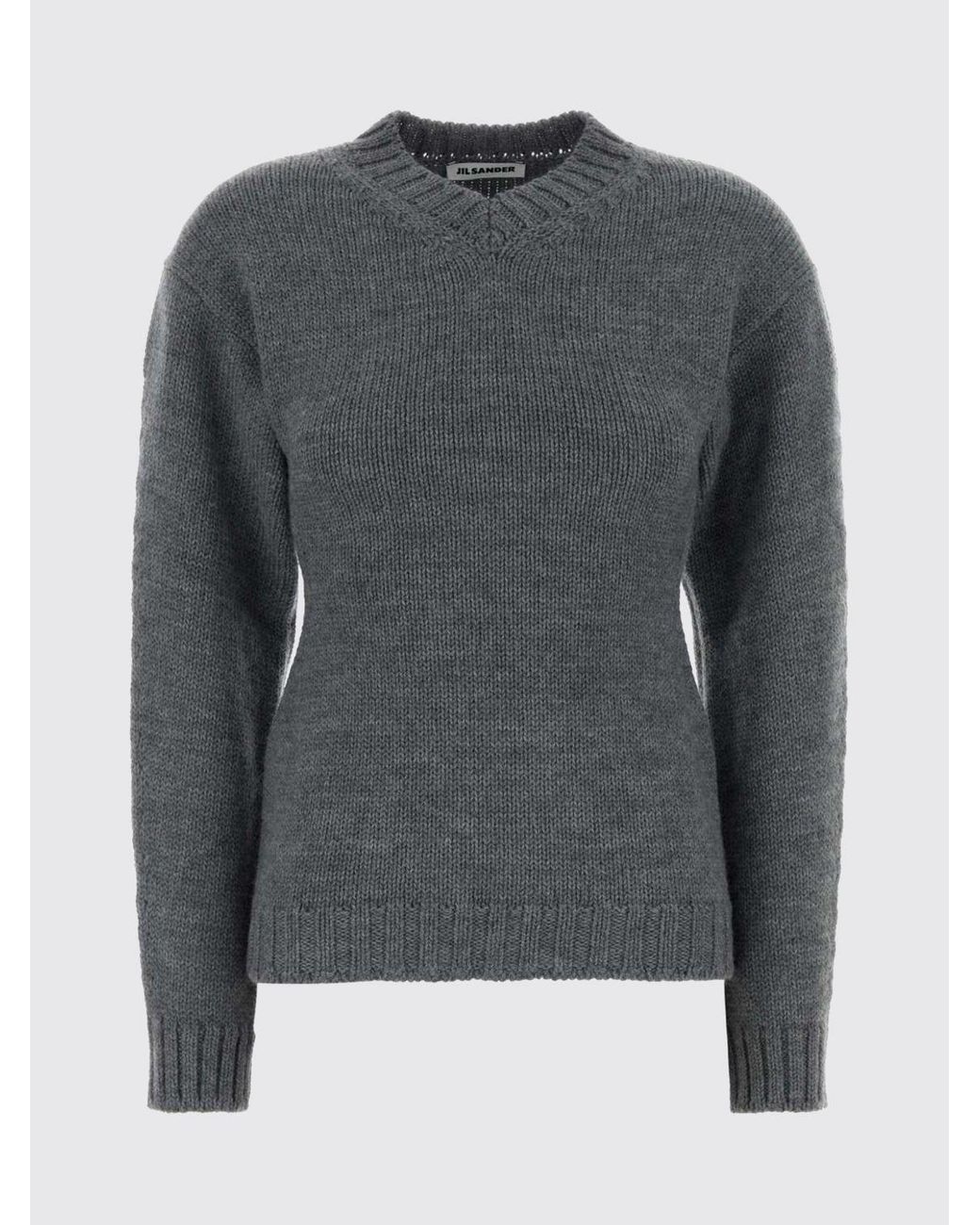 Jil Sander Blue Slim Fit Wool V-Neck Jumper With Dropped Shoulders