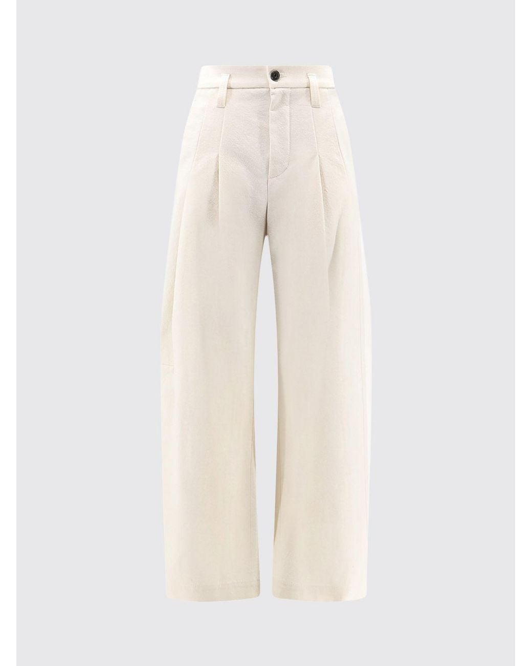 Brunello Cucinelli White High-Waisted Palazzo Trousers With Monili