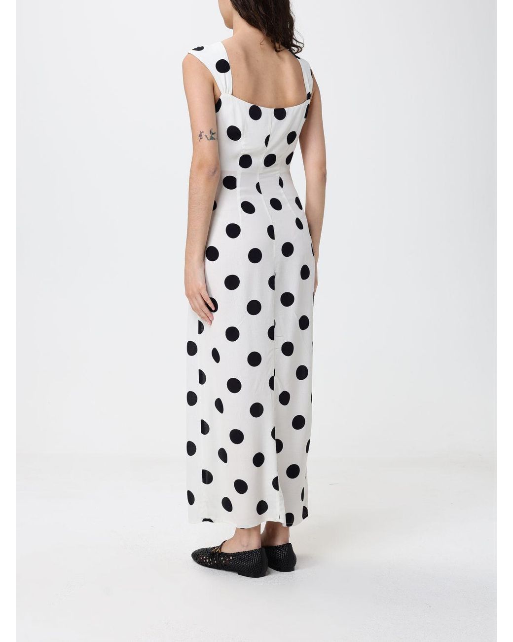 Mar De Margaritas White Polka Dot Viscose Long Dress