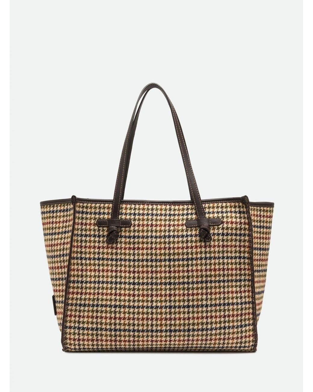 Gianni Chiarini Natural Marcella Houndstooth Wool-Blend Shoulder Bag