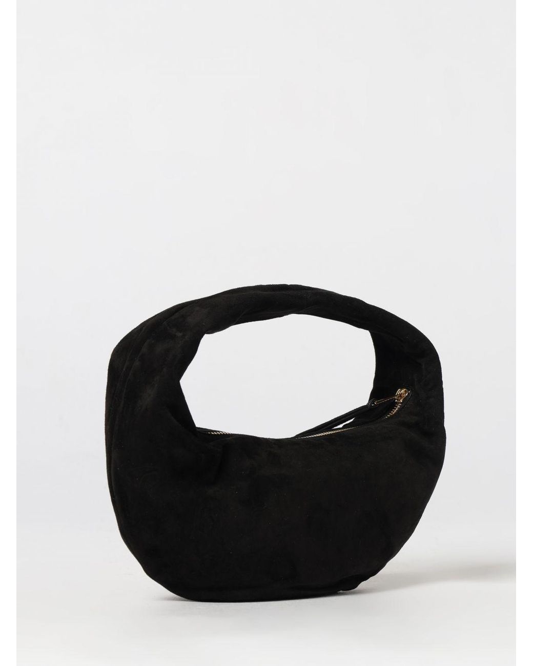 Khaite Black Olivia Small Suede Calfskin Hobo Bag With Zip Closure