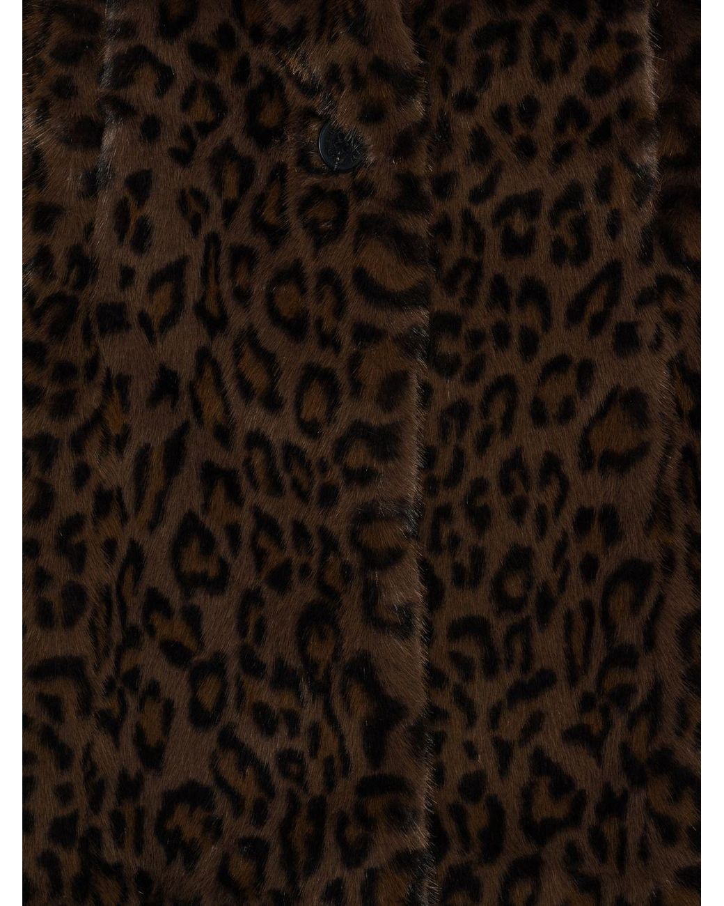 ROTATE BIRGER CHRISTENSEN Brown Animal-Print Faux-Fur Coat