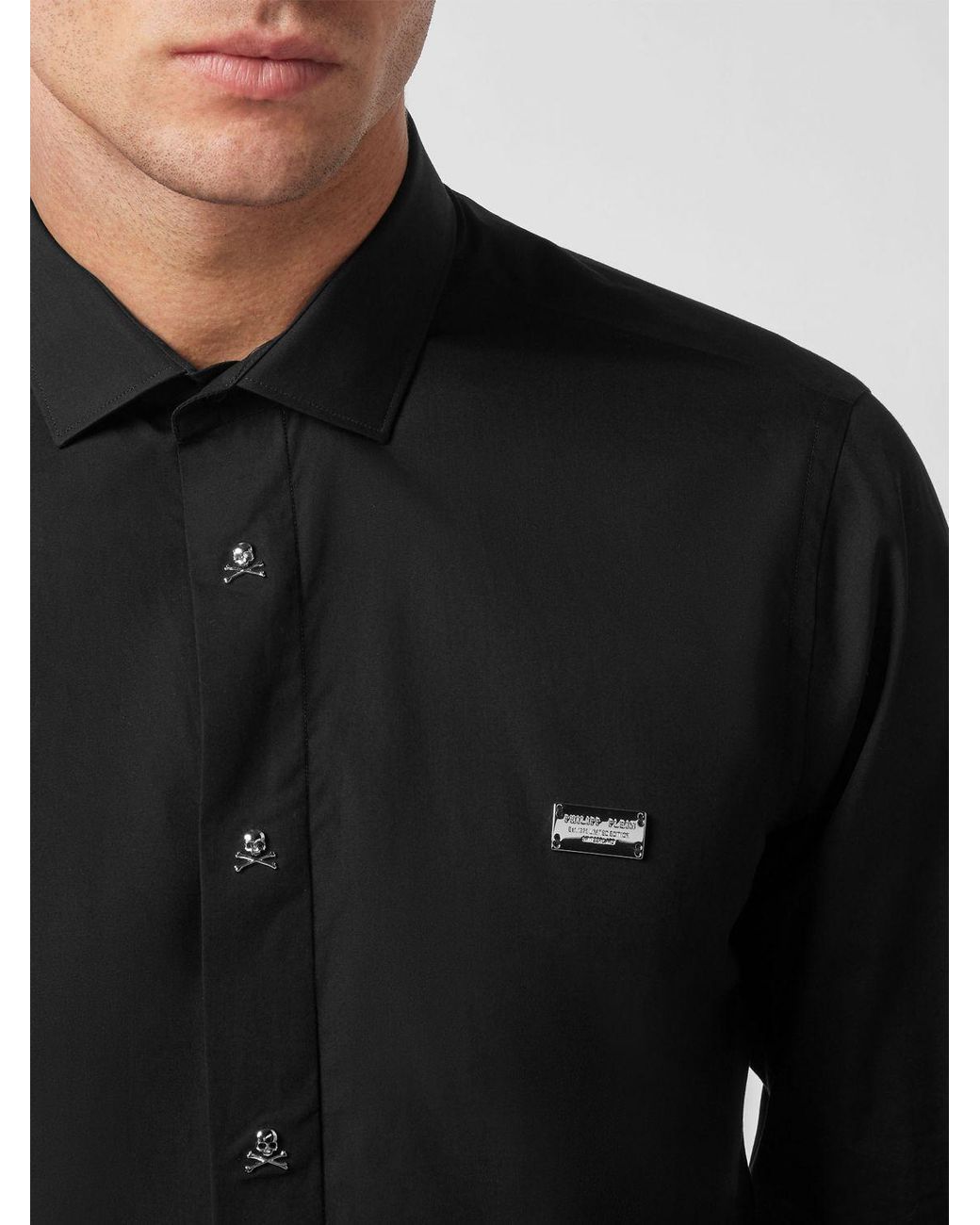 Philipp Plein Black Classic Cotton Poplin Shirt for men