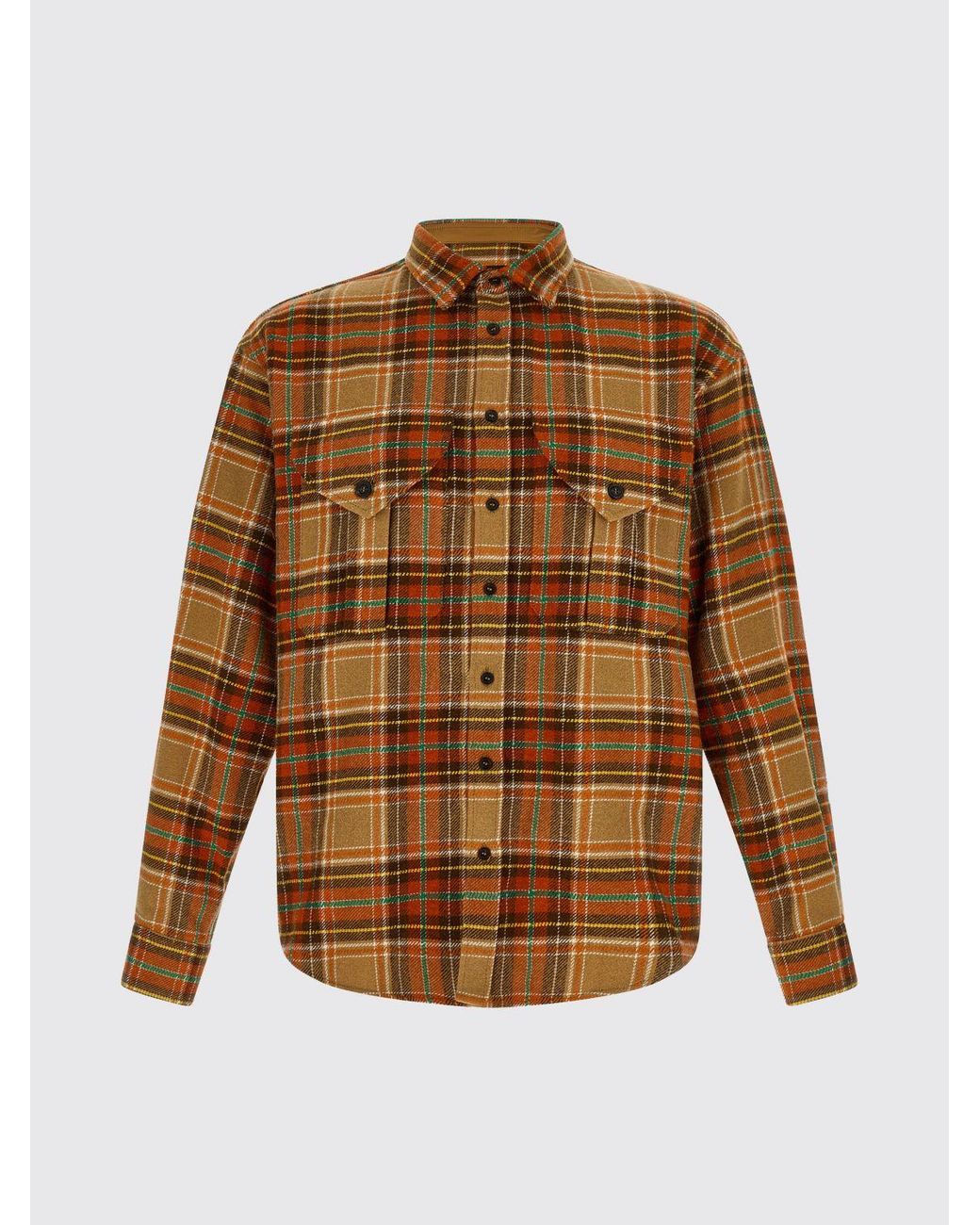DSquared² Brown Relaxed Fit Tartan Wool-Blend Shirt With Flap Pockets for men