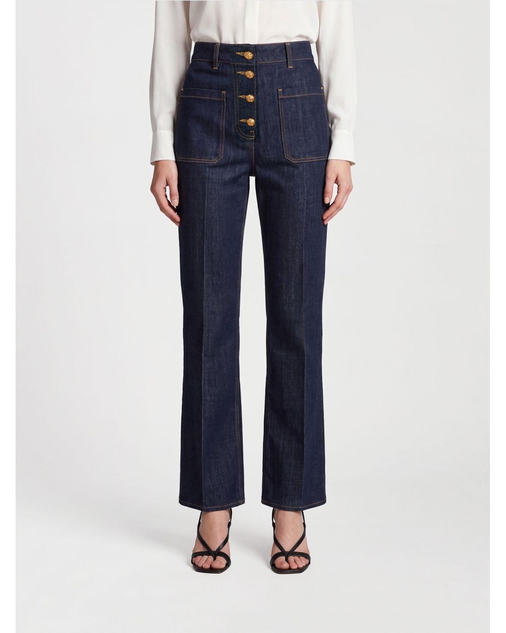 Valentino Garavani Blue High-Waisted Straight-Leg Jeans