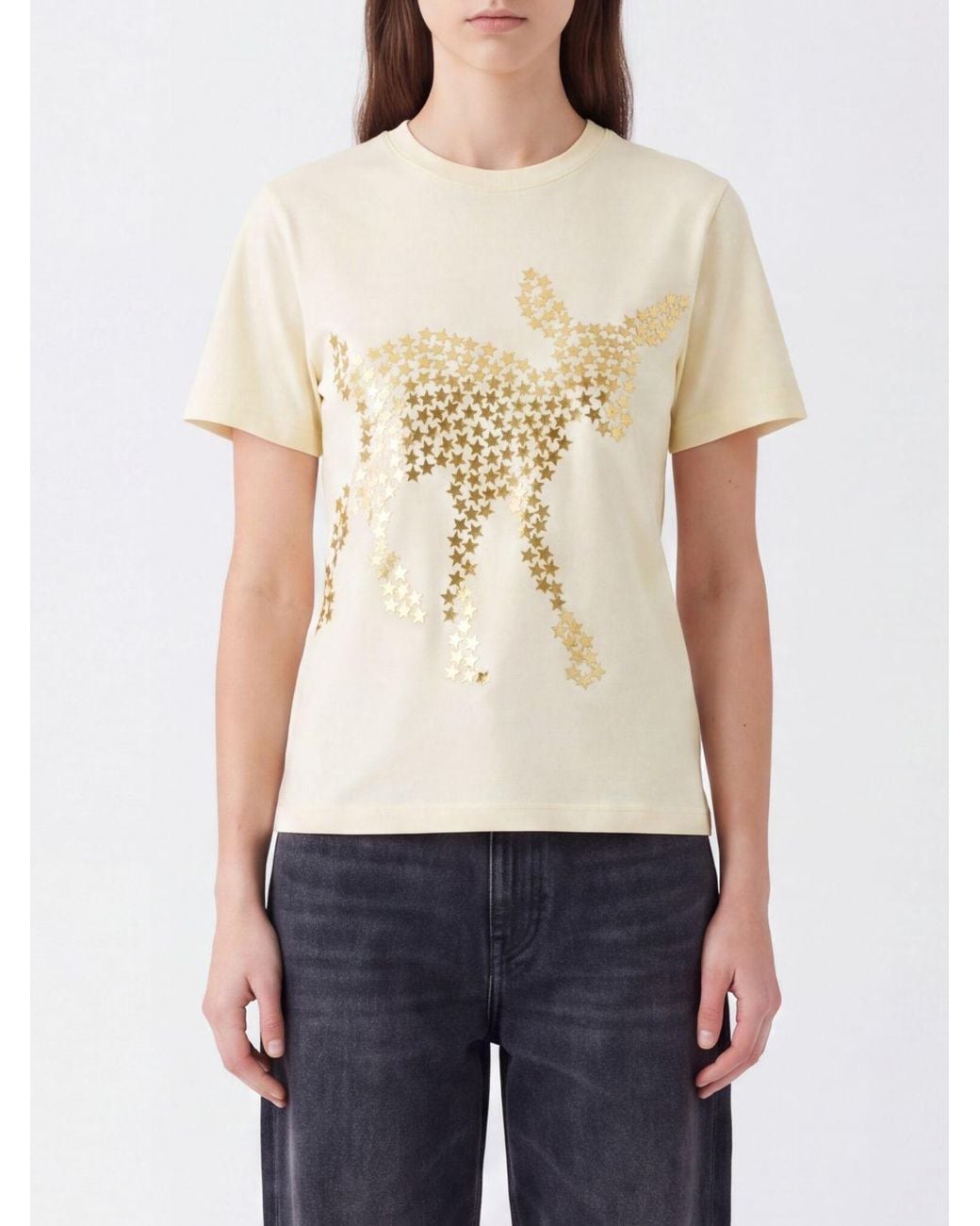 J.W. Anderson Natural All-Over Star Graphic Print Cotton T-Shirt