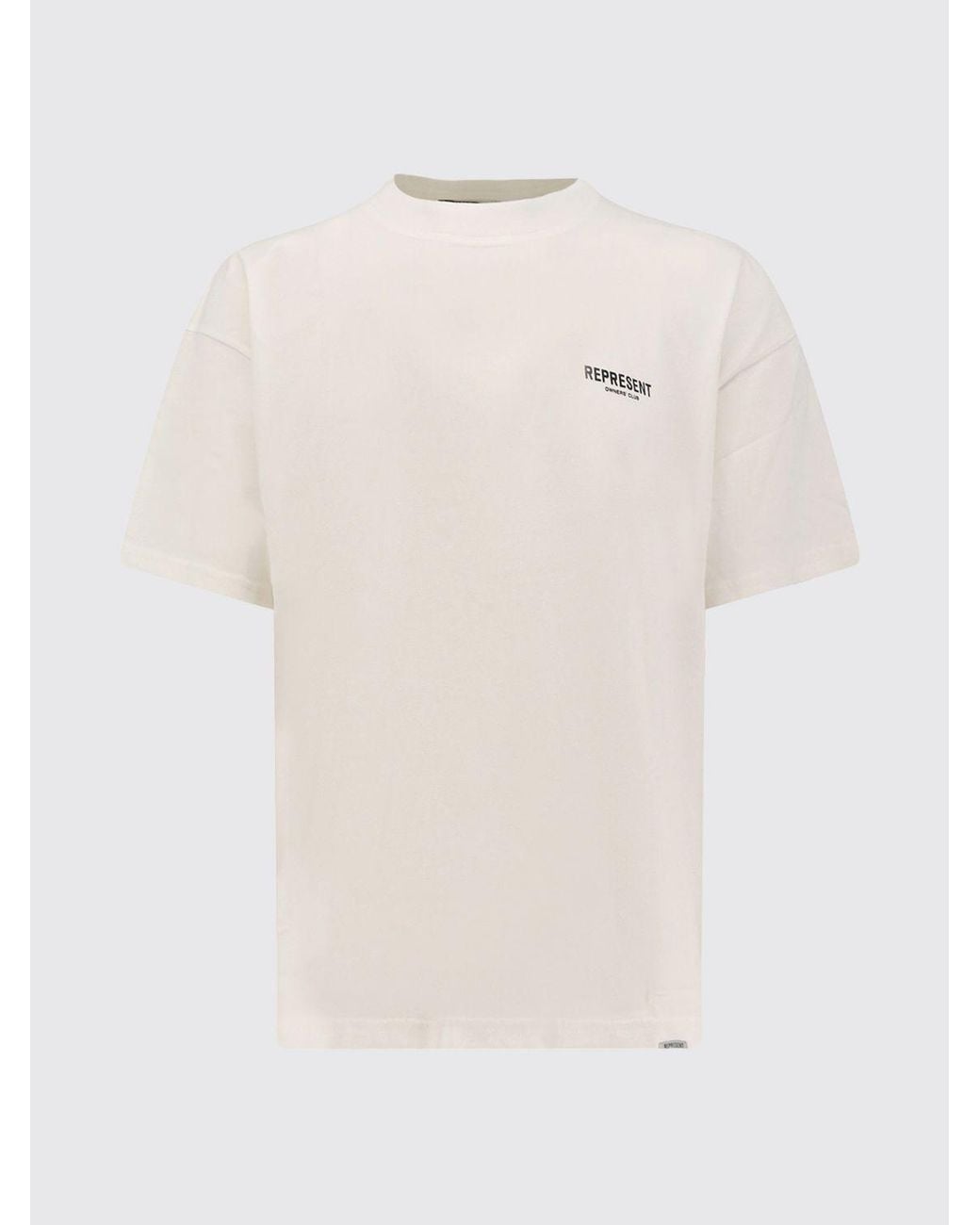 Represent White Crew Neck Cotton T-Shirt With Contrast Logo for men
