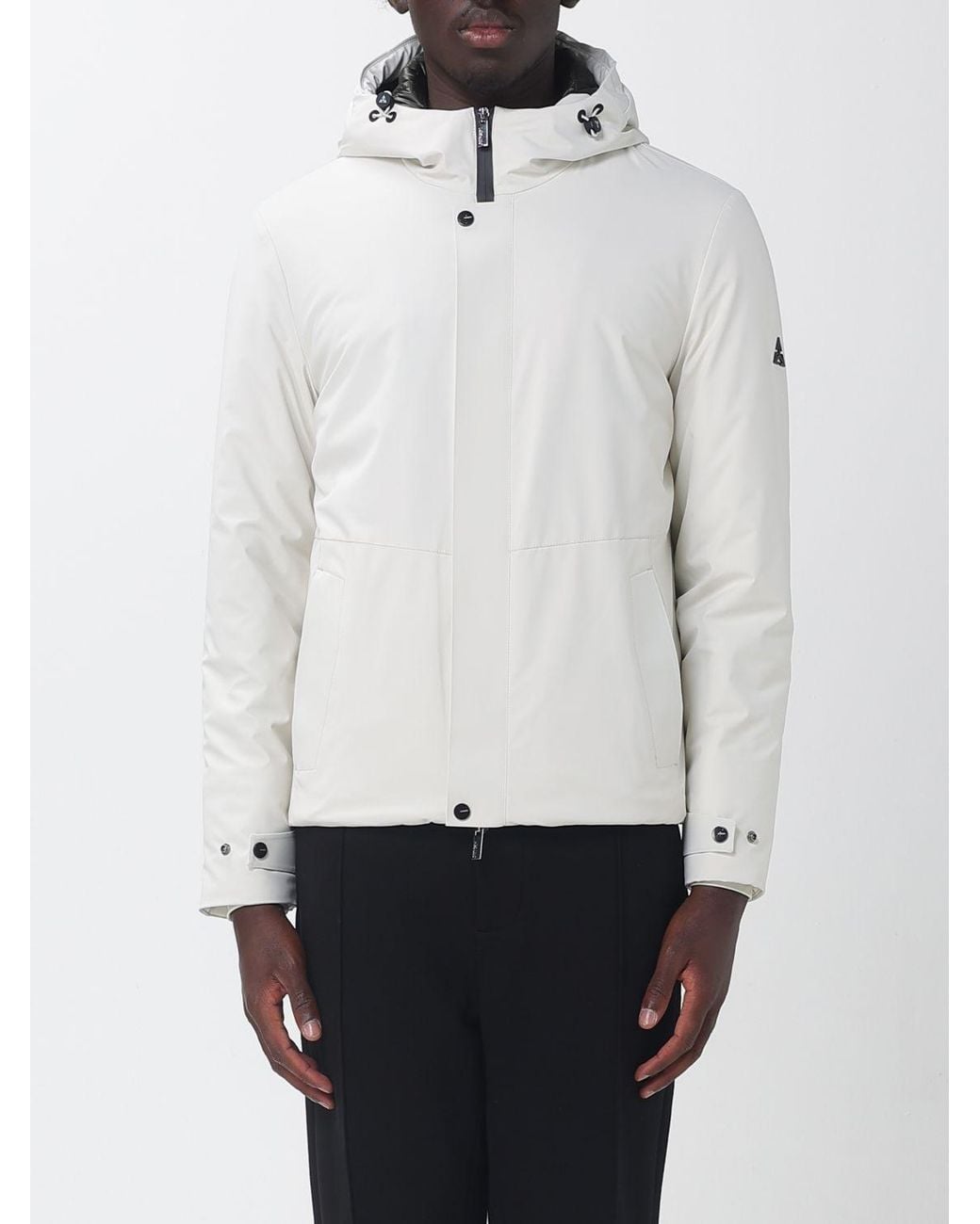 Heskimo White Padded Waterproof Nylon Windbreaker With Hood And Slim Fit for men