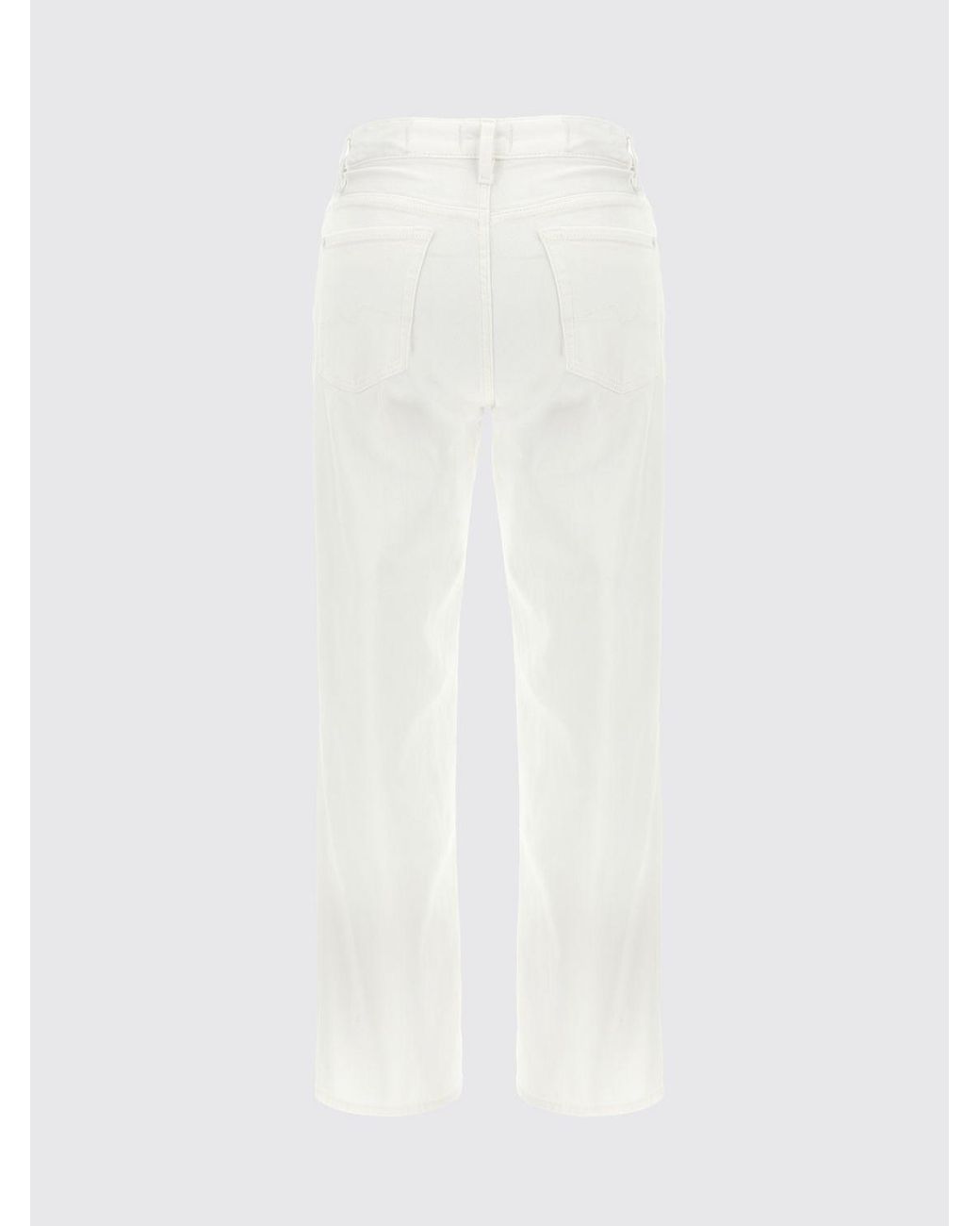 7 For All Mankind White Calie Straight Stretch Denim Jeans