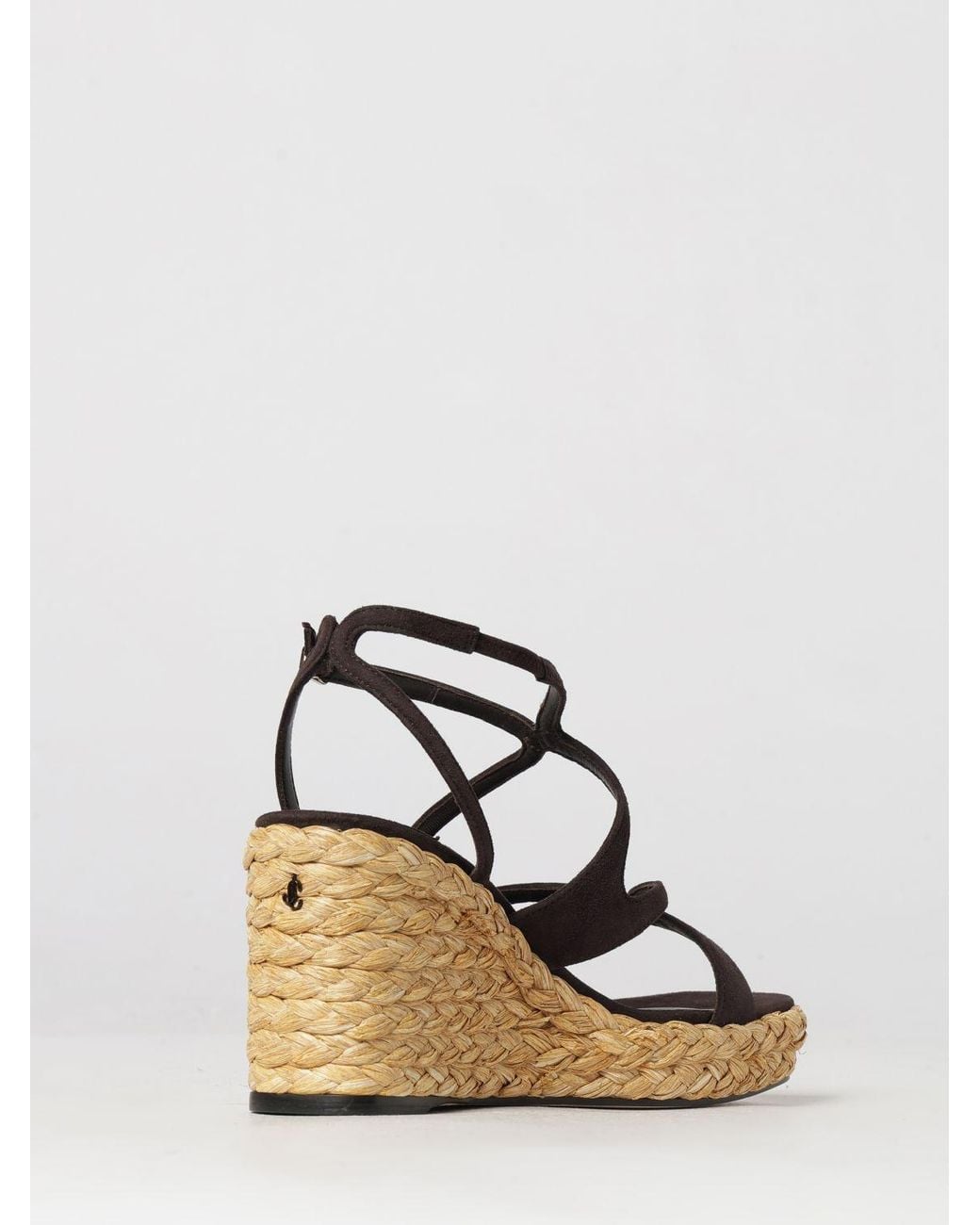 Jimmy Choo Natural Ayla Suede And Jute Monogram Wedge Sandals