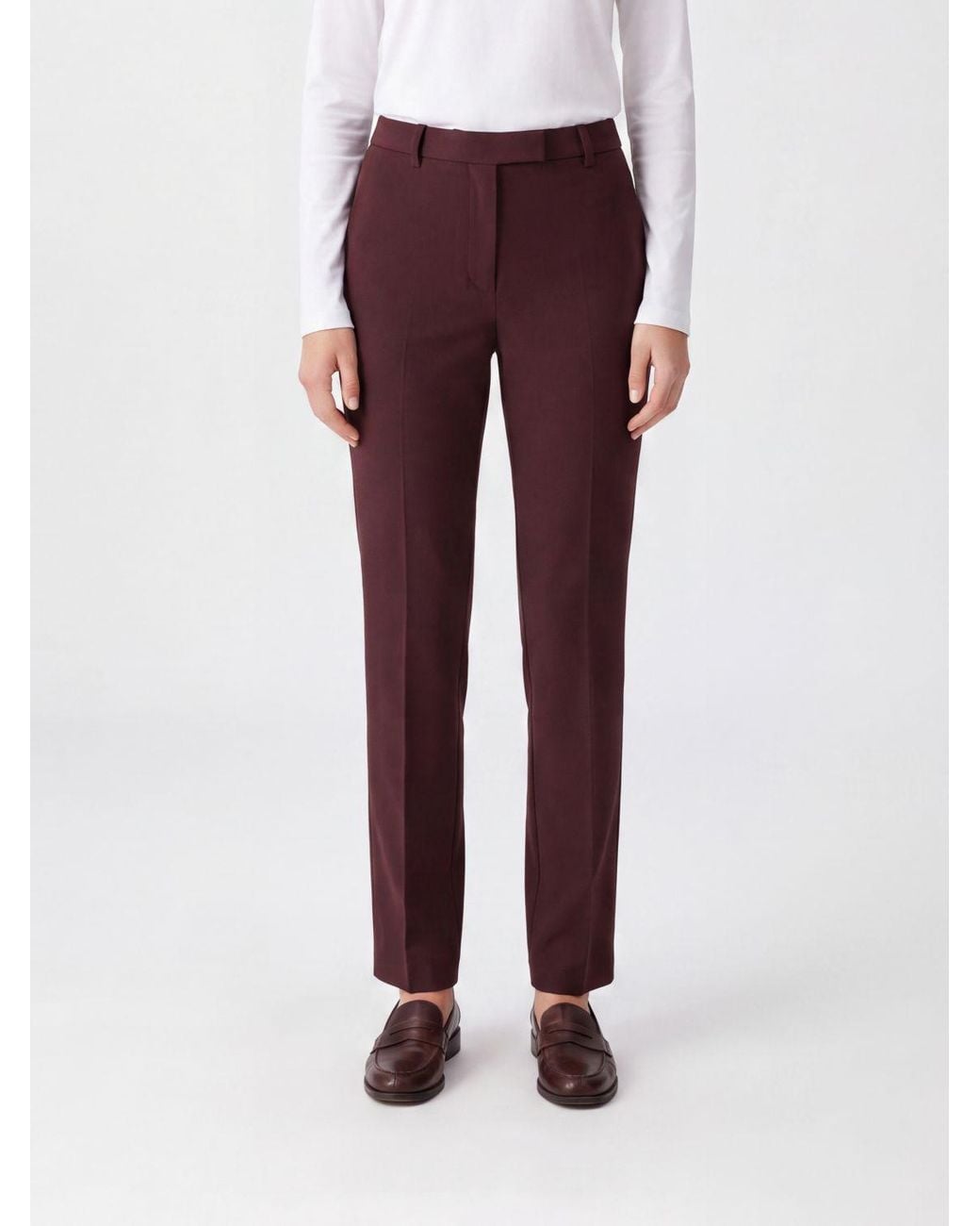 Max Mara Purple Skinny Fit Stretch Cotton-Blend Trousers With Mid-Rise Waist