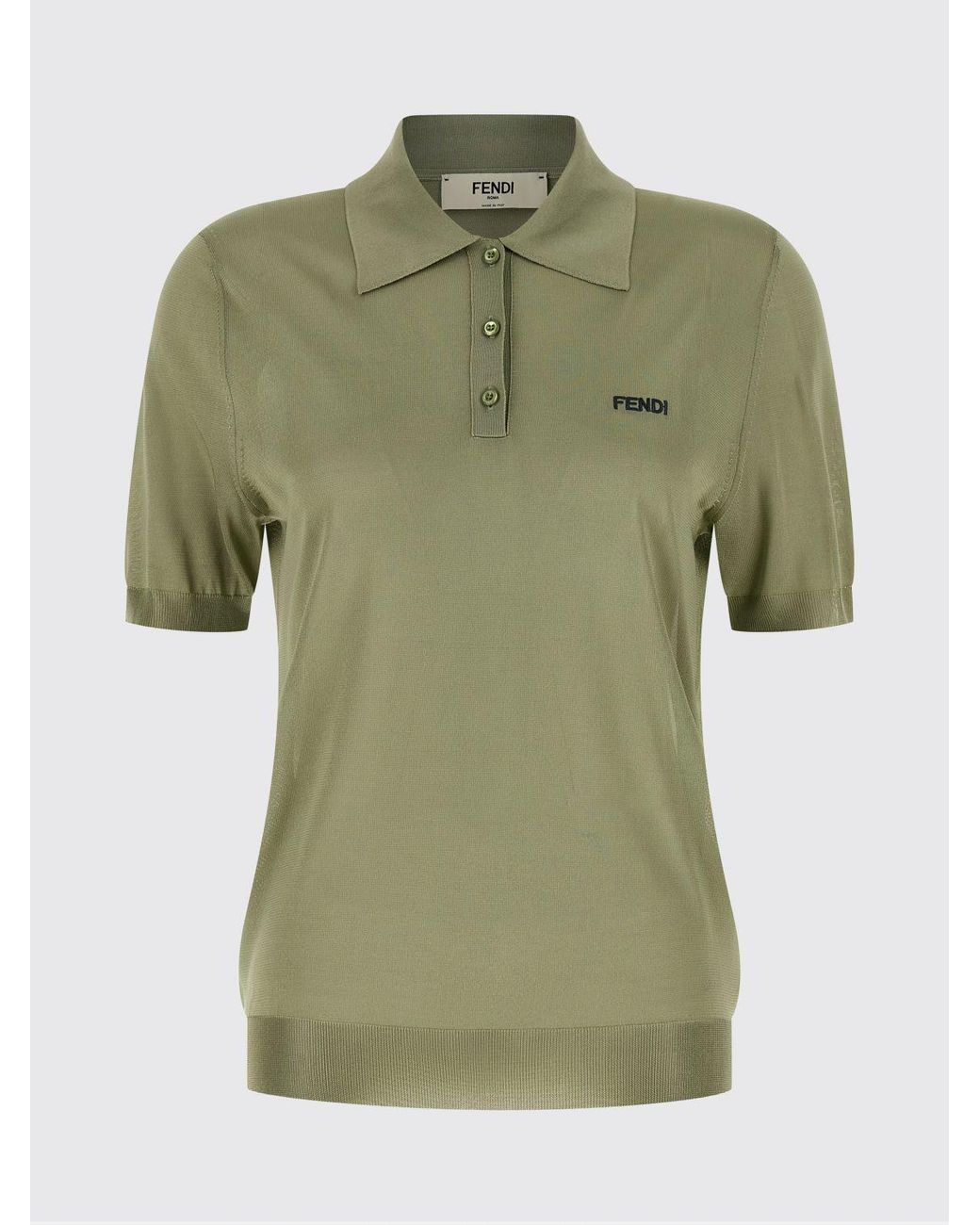 Fendi Green Viscose Polo Shirt With Logo