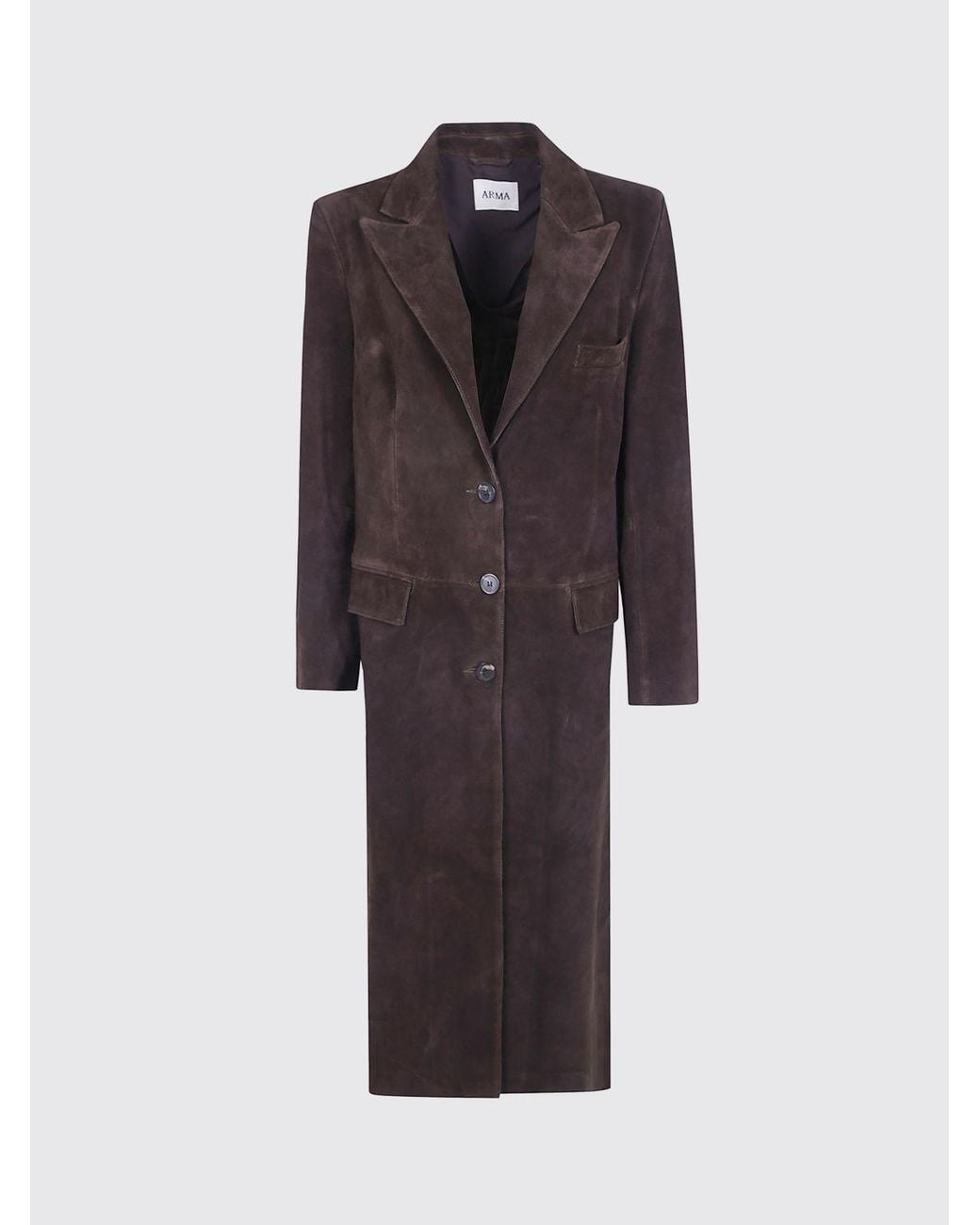 Arma Brown Single-Breasted Long Coat