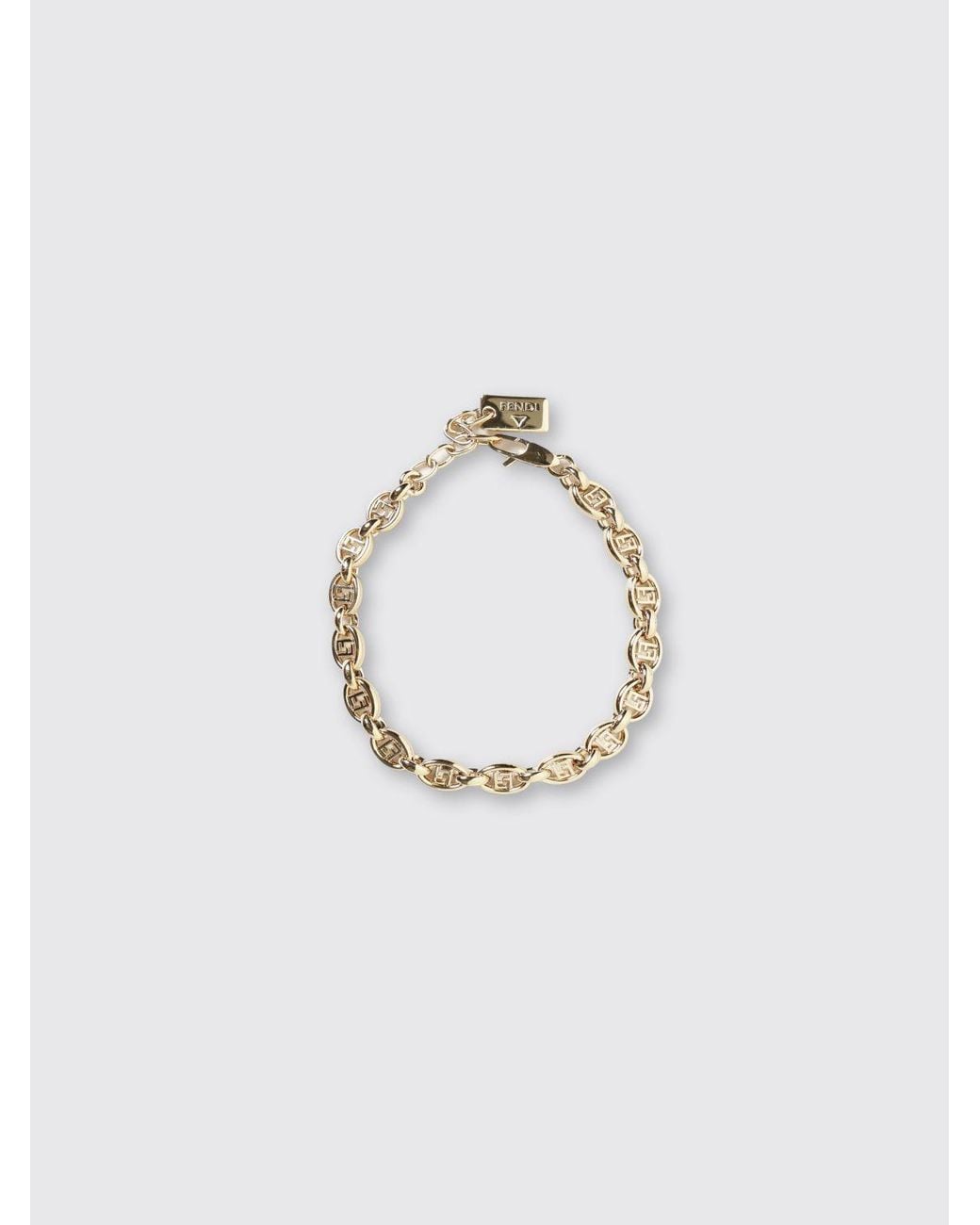 Fendi White Ff Monogram Chrome-Plated Bronze Bracelet