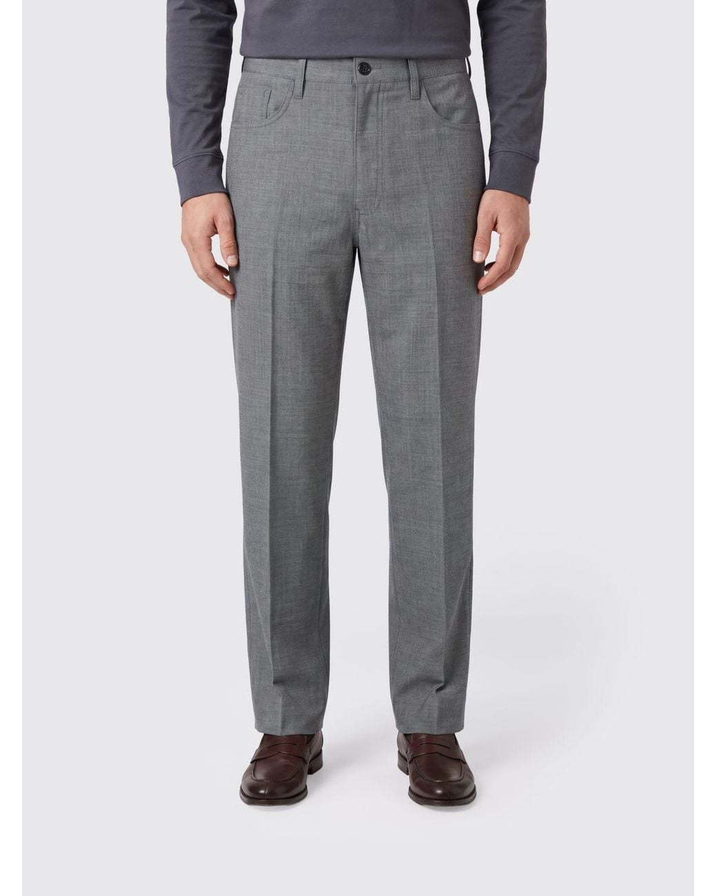 sunflower Gray Slim Fit 5-Pocket Wool Blend Trousers For A Classic Style for men