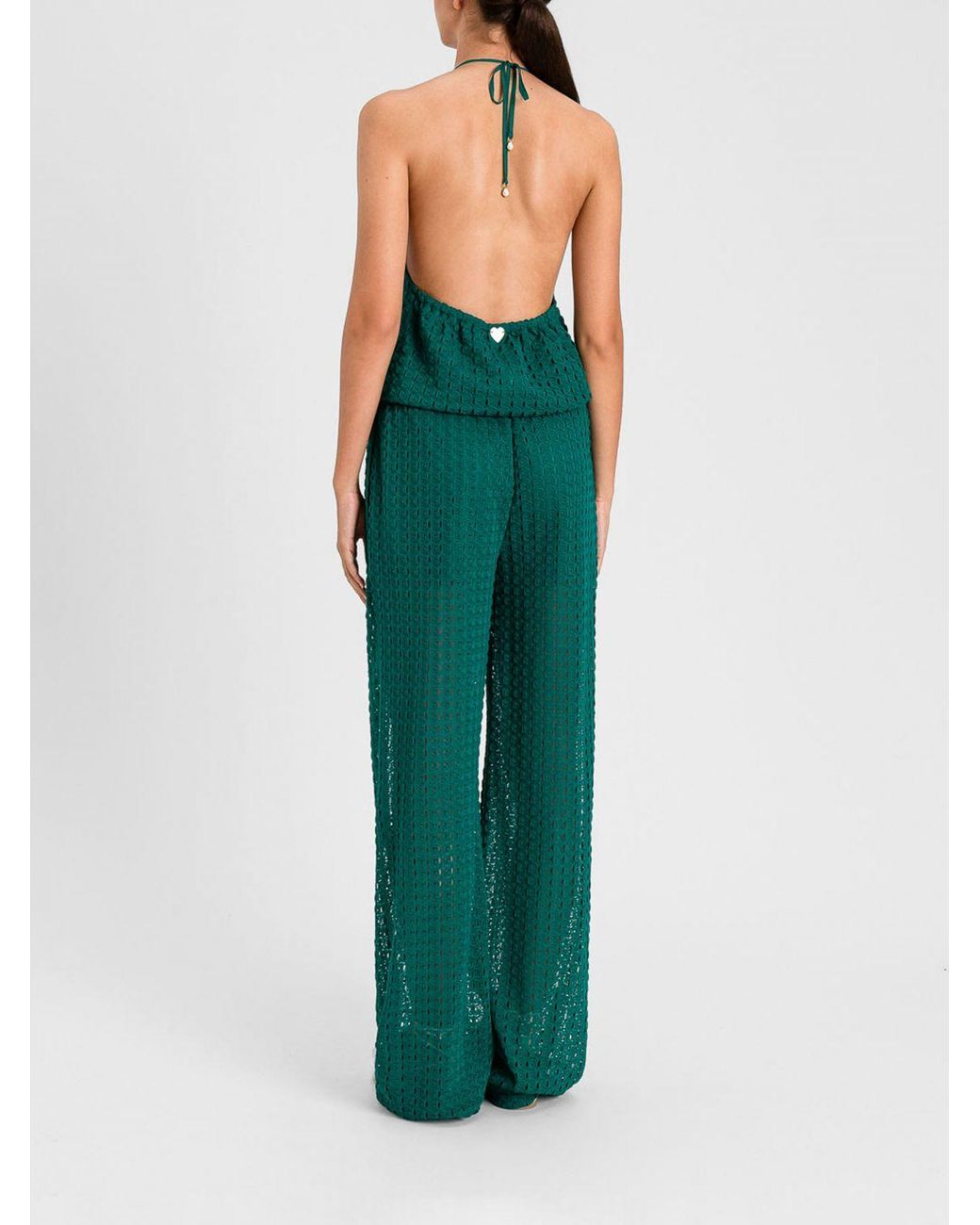 Twinset Green Crochet Jersey Jumpsuit