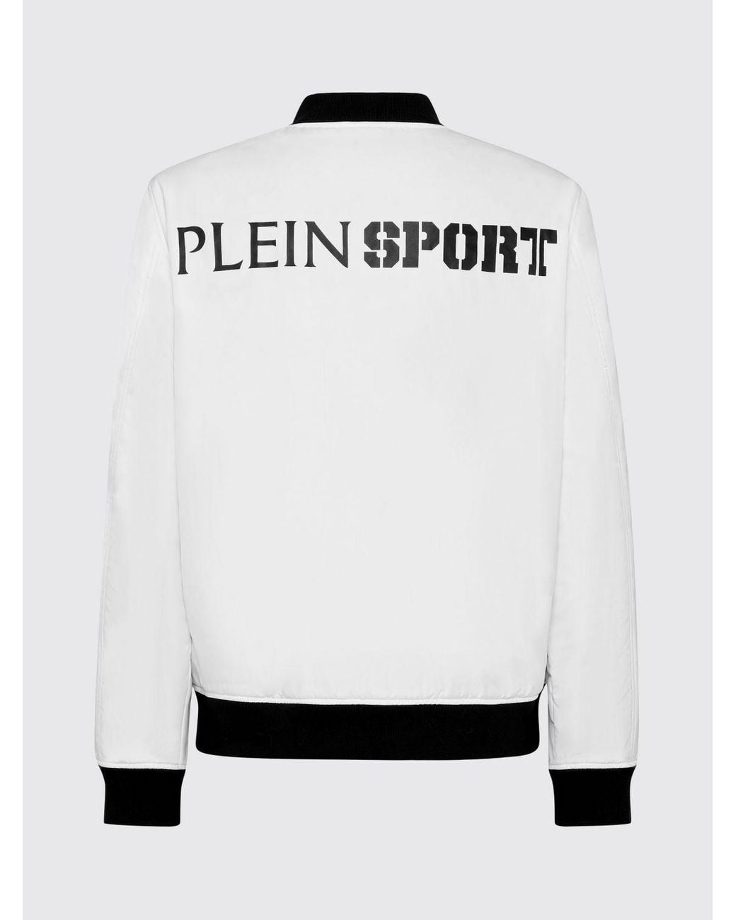 Philipp Plein White Scratch Nylon Bomber Jacket With Contrast Logo And Pockets for men