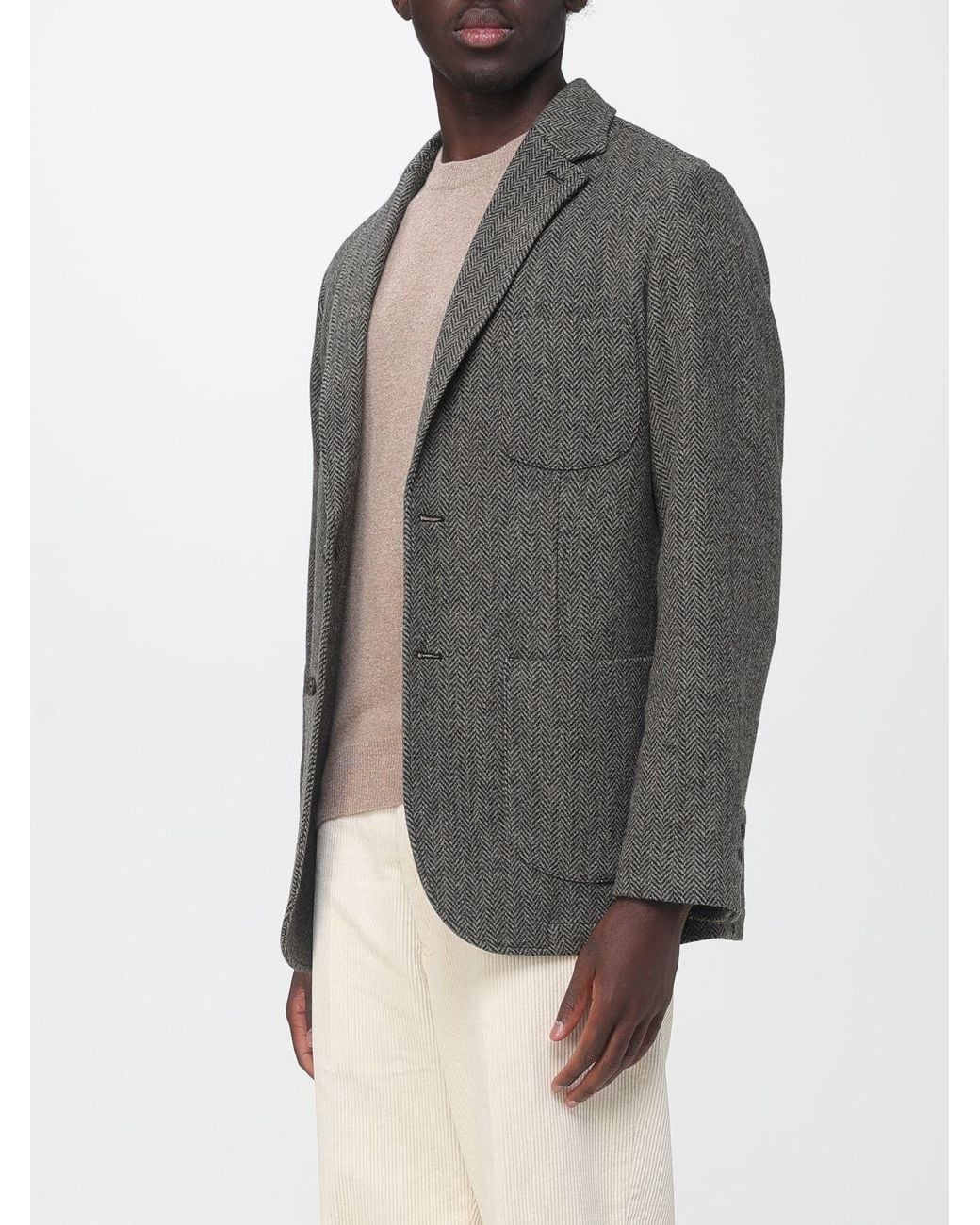 Sebago Gray Short Single-Breasted Polyester Blazer With Lapels And Patch Pockets for men