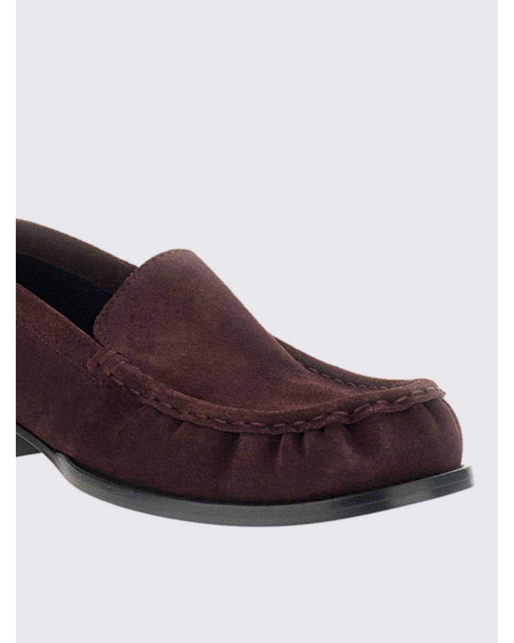 Dries Van Noten White Suede Calfskin Penny Loafers With Round Toe