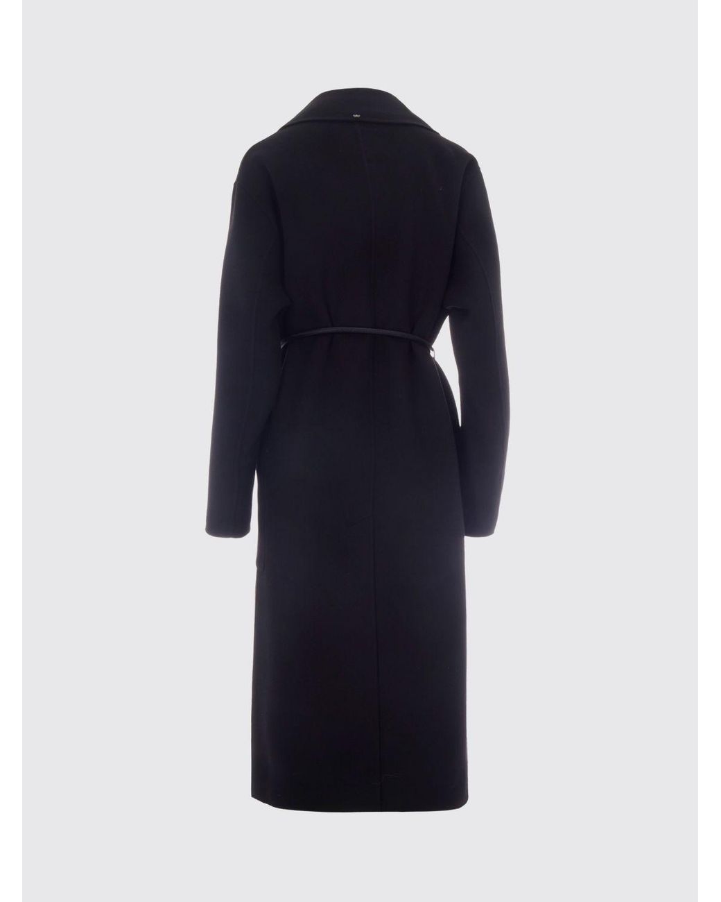 Sportmax Blue Long Virgin Wool Robe Coat With Leather Belt