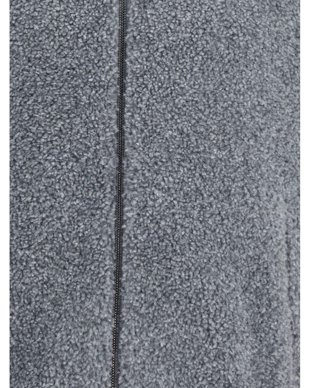 Herno Gray Bouclé Fabric Hooded Sports Jacket With Zip Closure for men