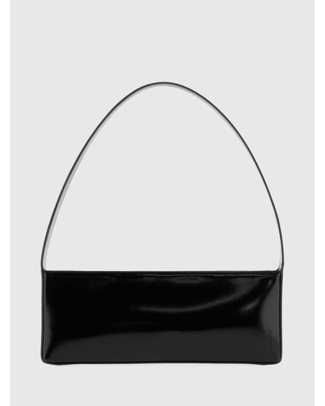Jil Sander White Monolith East-West Calf Leather Shoulder Bag With Zip Closure