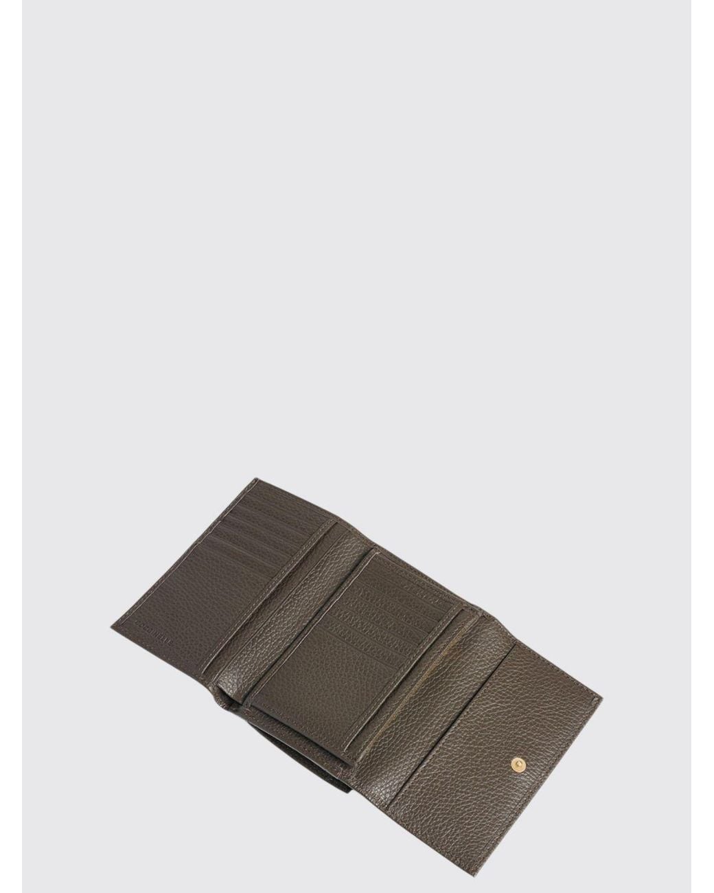 Coccinelle Gray Metallic Soft Tri-Fold Grained Leather Wallet