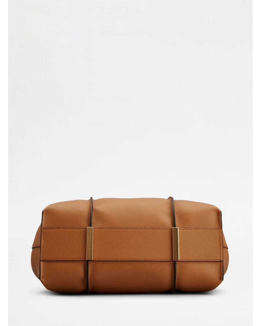 Tod's Brown T Timeless Grained Calfskin Shopping Bag With Logo