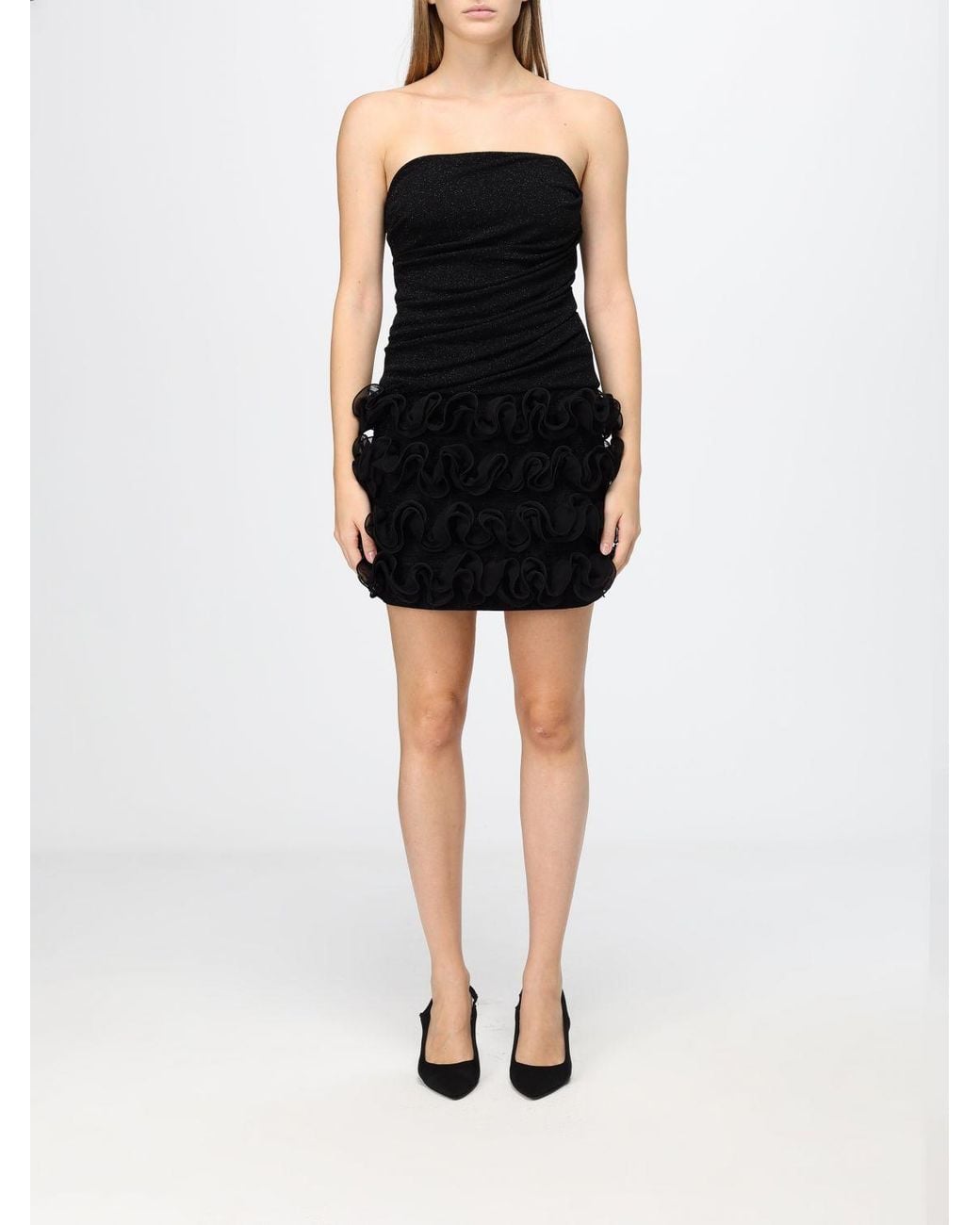 Hanita Black Off-The-Shoulder Sheath Mini Dress