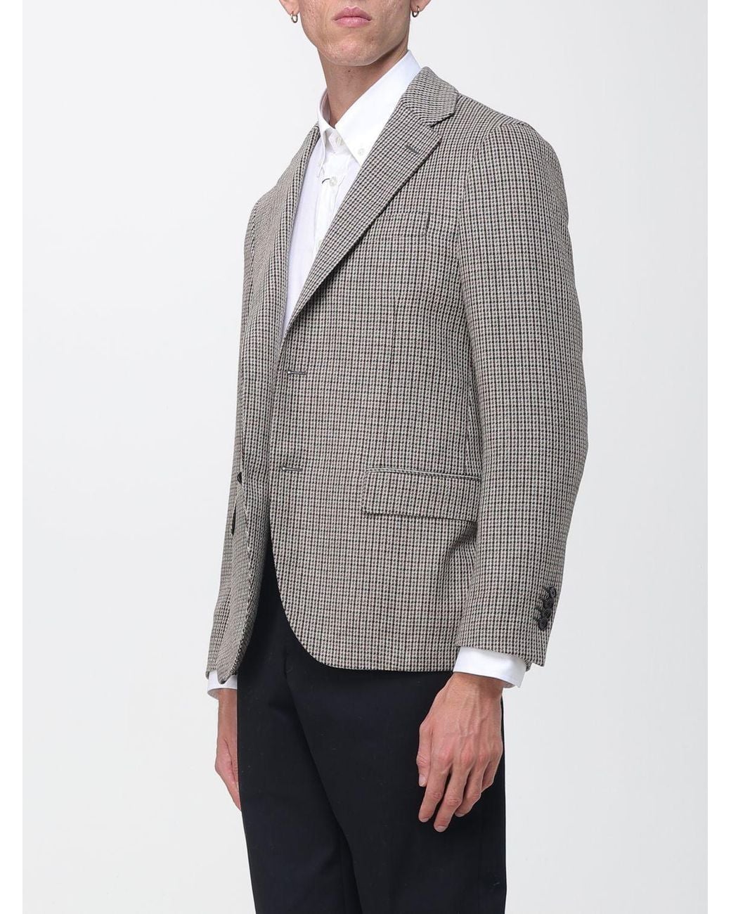Lardini Gray Houndstooth Single-Breasted Wool And Cashmere Blazer for men