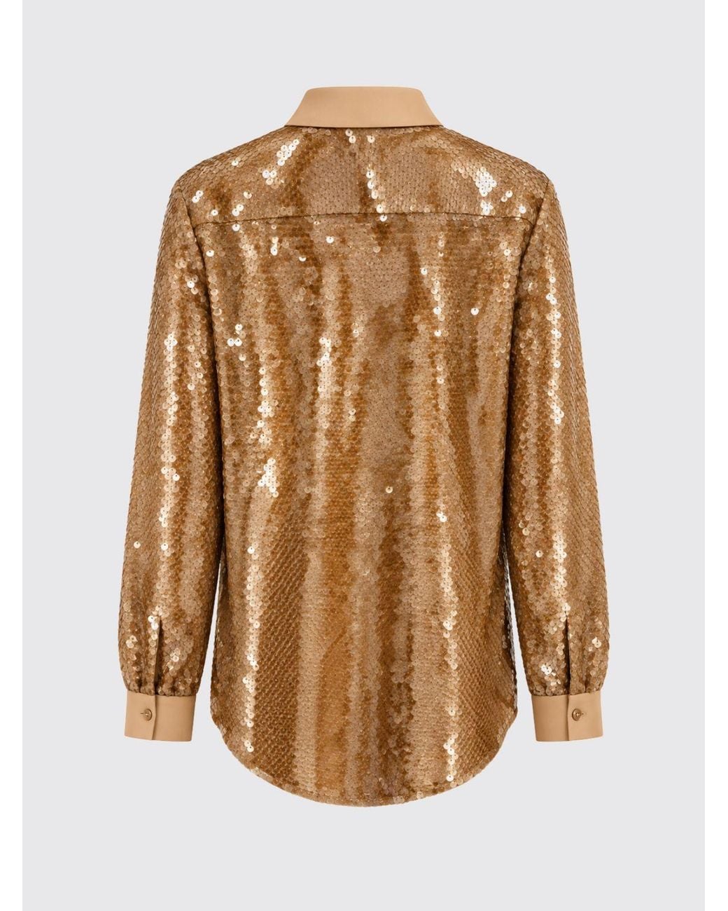 Alberta Ferretti Brown Slim Fit Sequin-Embellished Shirt With French Collar
