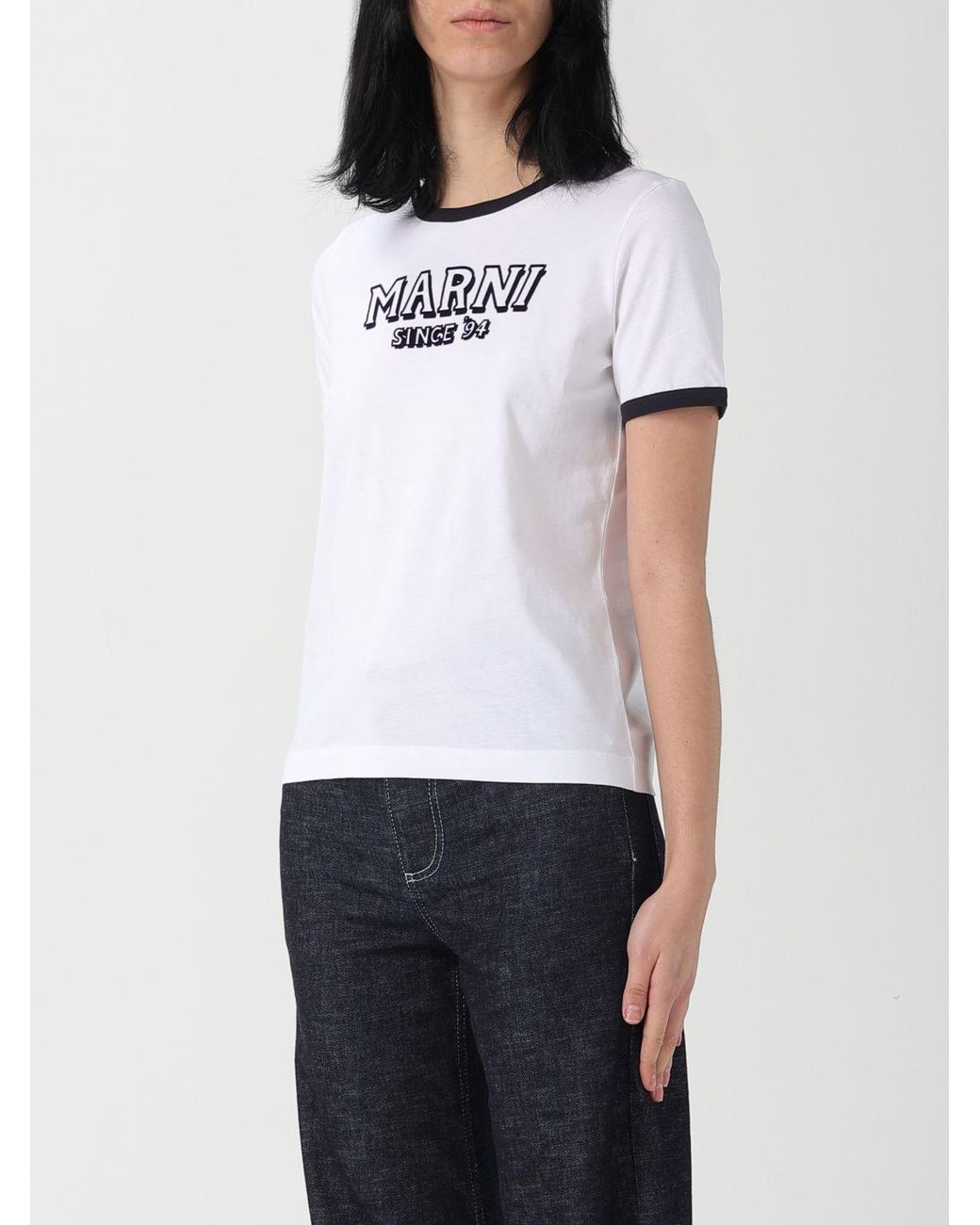 Marni White Cotton T-Shirt With Logo
