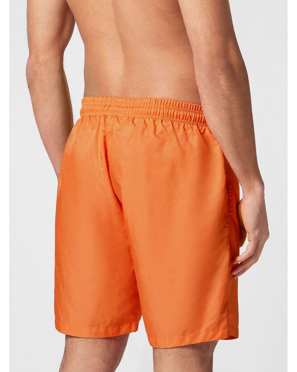 Philipp Plein Orange Nylon Swim Trunks With Contrasting Logo And Drawstring for men