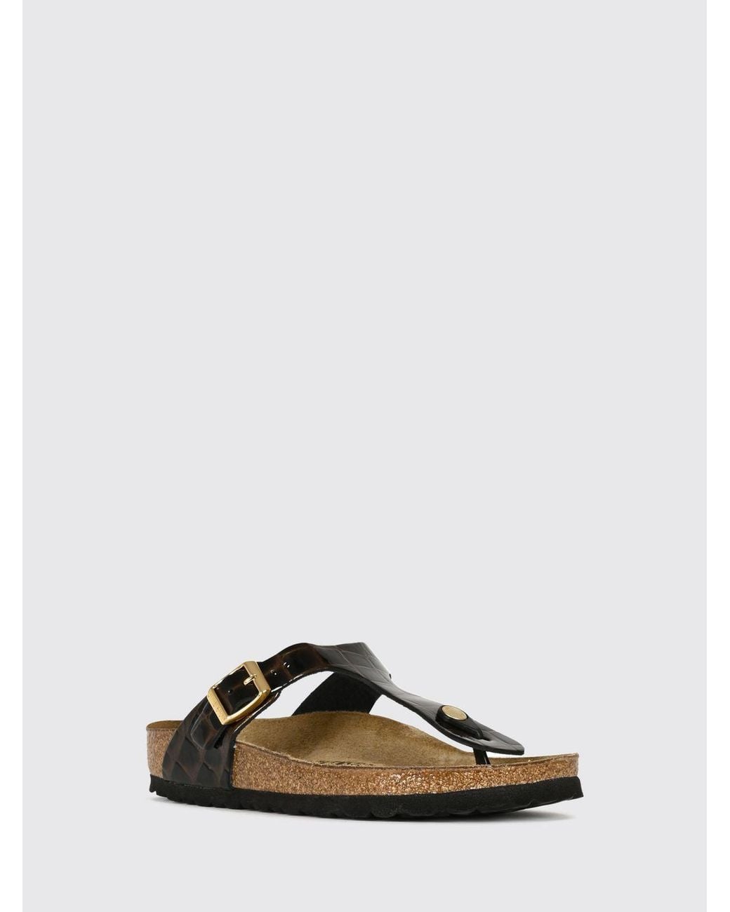 Birkenstock Black Gizeh Croc-Effect Leather Thong Sandals
