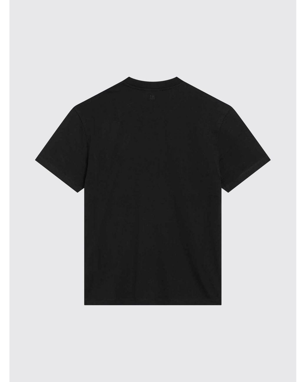 AMI Black Organic Cotton Crewneck T-Shirt With Ami De Coeur Embroidery for men